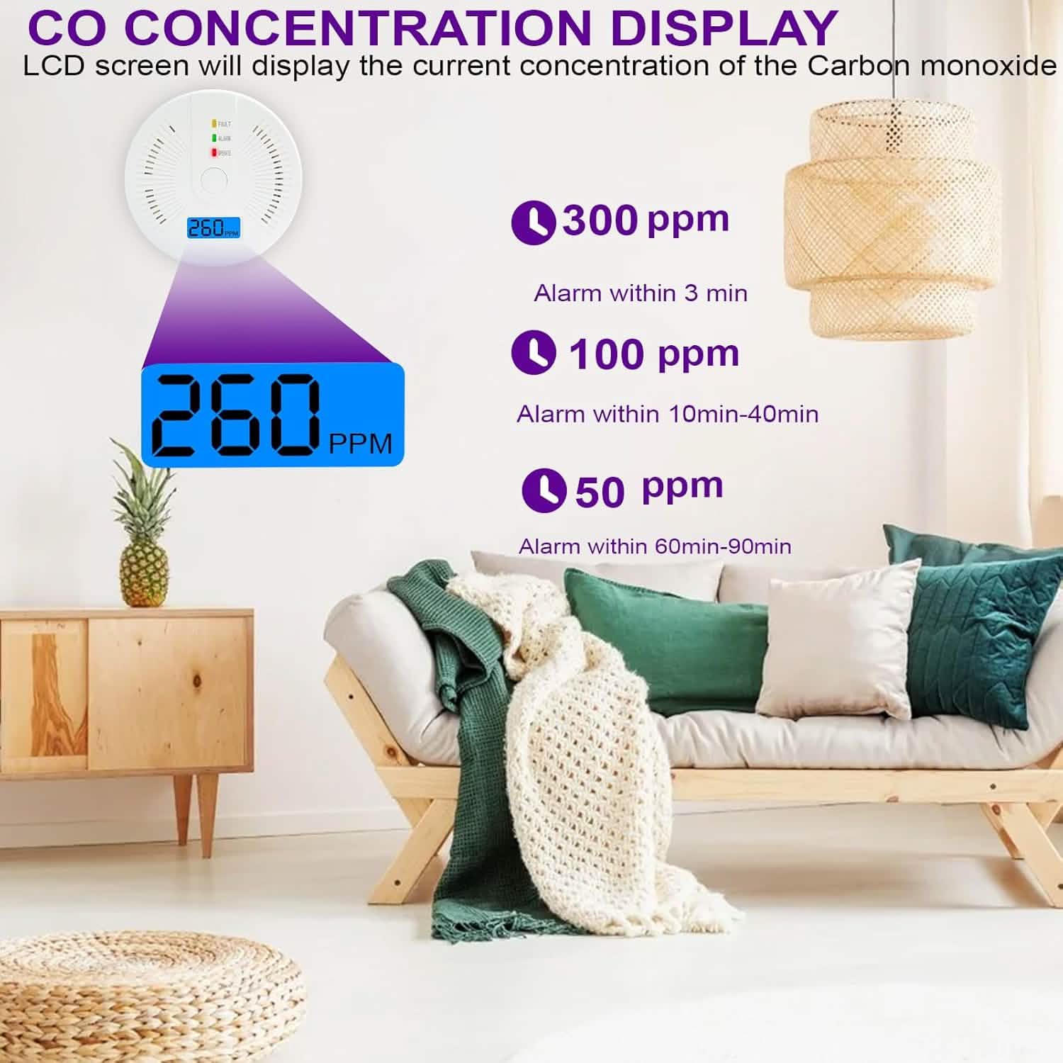 Portable Carbon Monoxide Detector – Battery-Operated CO Alarm