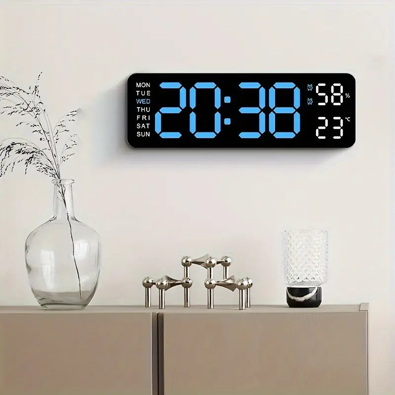 Luminous Large Screen LED Alarm Clock - Displays Week, Temperature, Humidity, and Timer