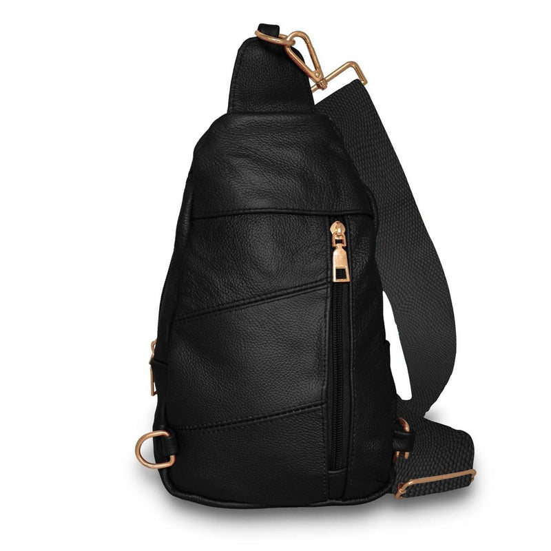 Real Leather Solid Strap Shoulder Sling Bag