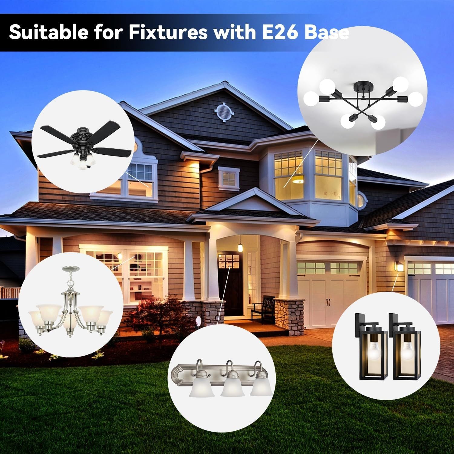 4-Pack A19 LED Light Bulbs, 60W Equivalent, Daylight, E26 Base, Non-Dimmable