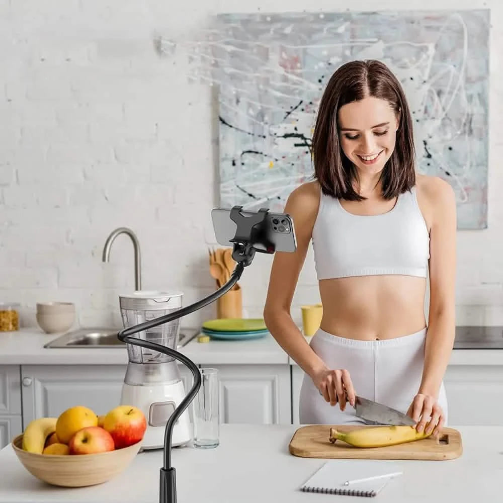 360° Rotating Universal Phone Stand with Flexible Spiral Base for Lazy Browsing