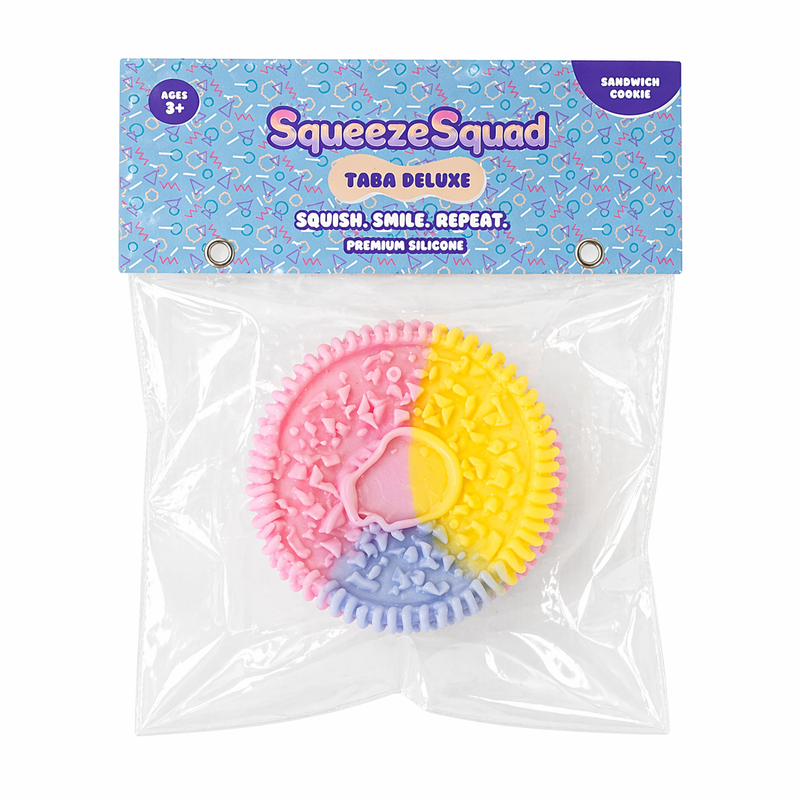 SqueezeSquad Taba Deluxe Silicone Squishy Sandwich Cookie | Premium Fidget Toy
