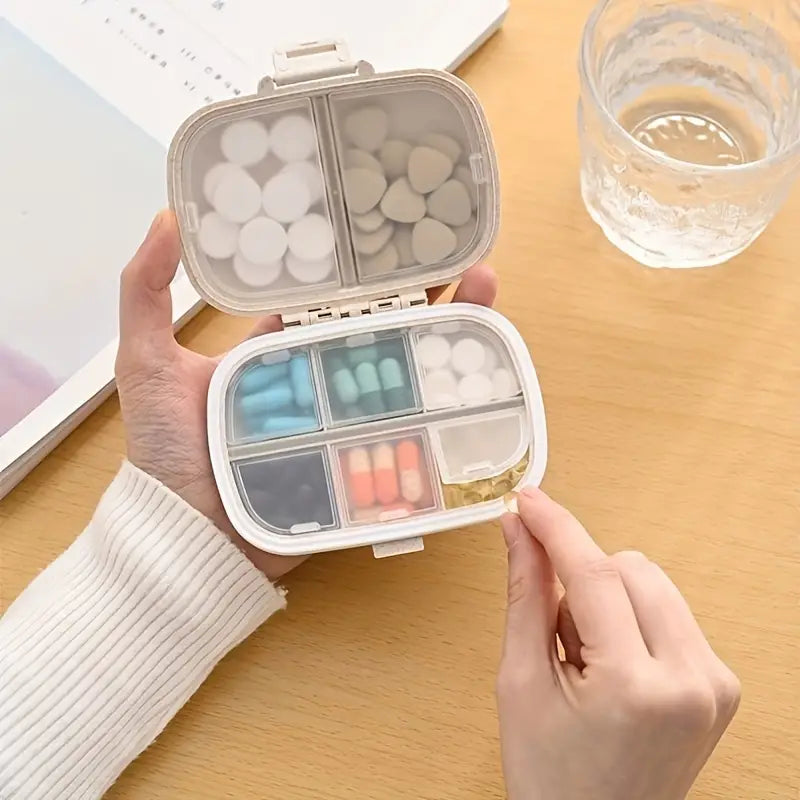 8-Compartment Weekly Medicine Travel Pill Organizer Storage Box Wellness - DailySale