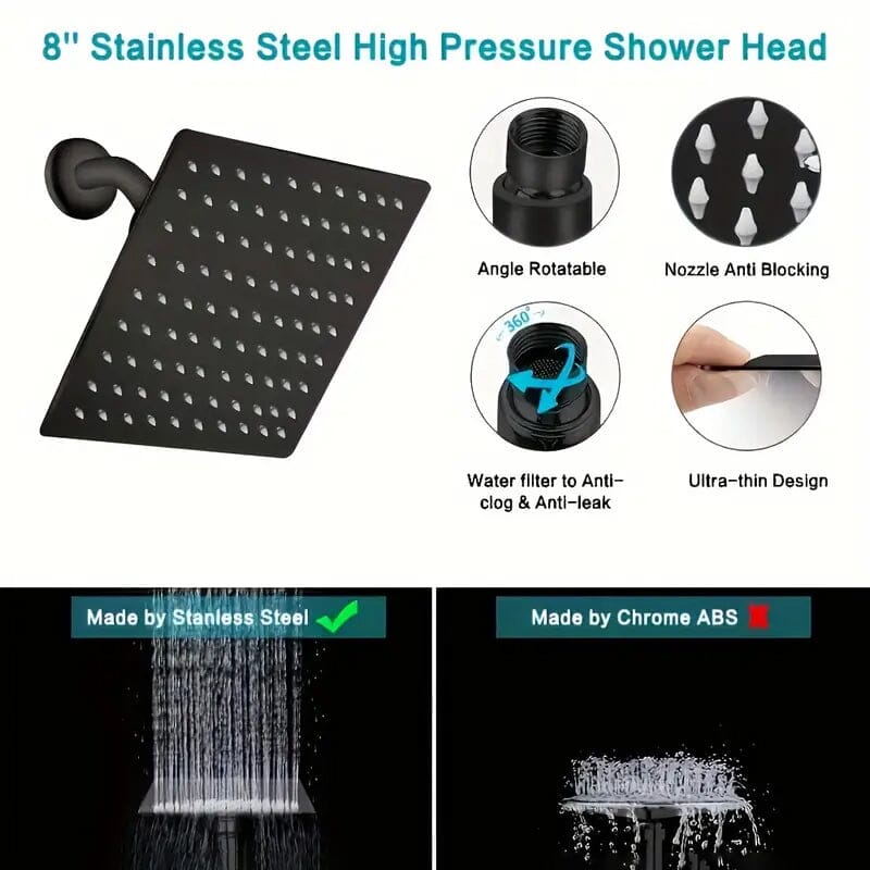 8-Inch High Pressure Showerhead with 11-Inch Adjustable Extension Arm Bath - DailySale