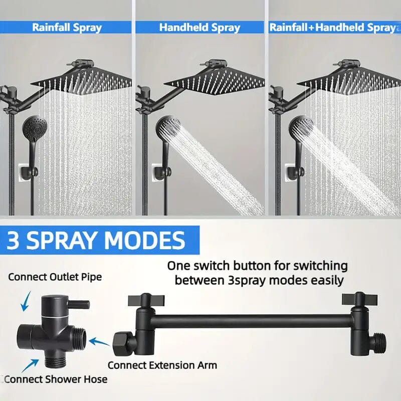 8-Inch High Pressure Showerhead with 11-Inch Adjustable Extension Arm Bath - DailySale