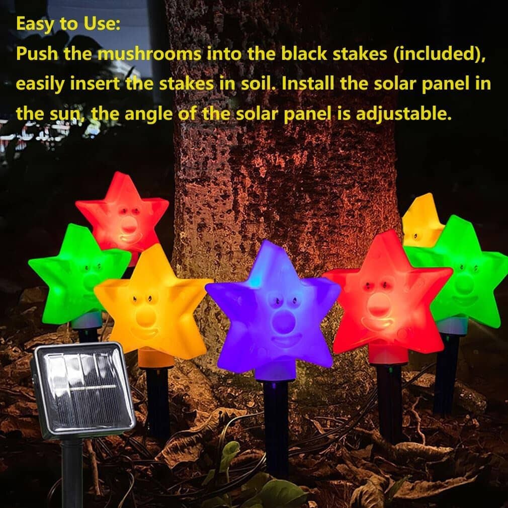 8-Pack: Solar Powered Star Lights 8 Modes Landscape Pathway Stake Lights Garden & Patio - DailySale