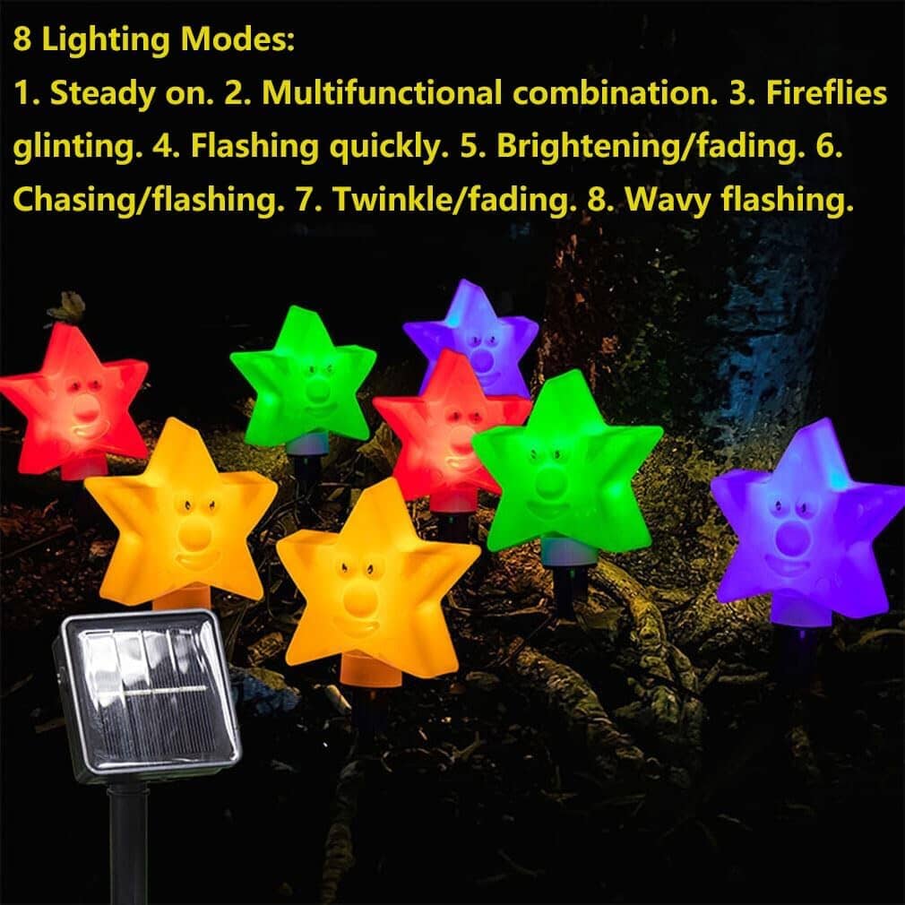 8-Pack: Solar Powered Star Lights 8 Modes Landscape Pathway Stake Lights Garden & Patio - DailySale