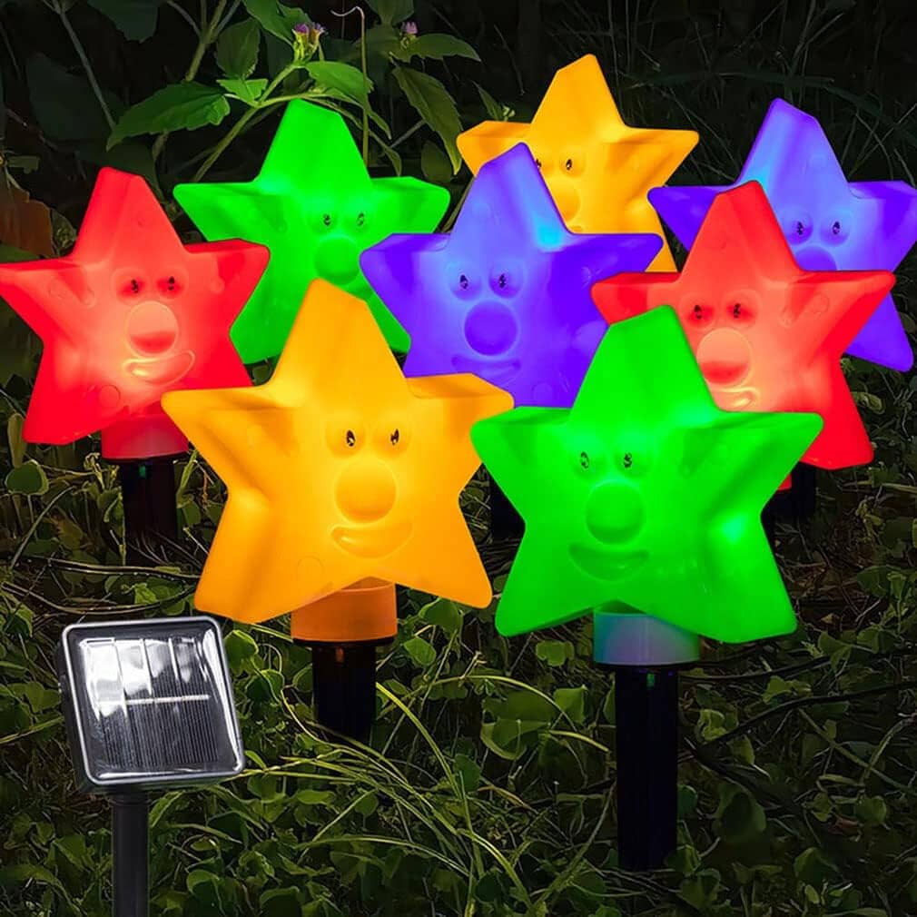 8-Pack: Solar Powered Star Lights 8 Modes Landscape Pathway Stake Lights Garden & Patio - DailySale