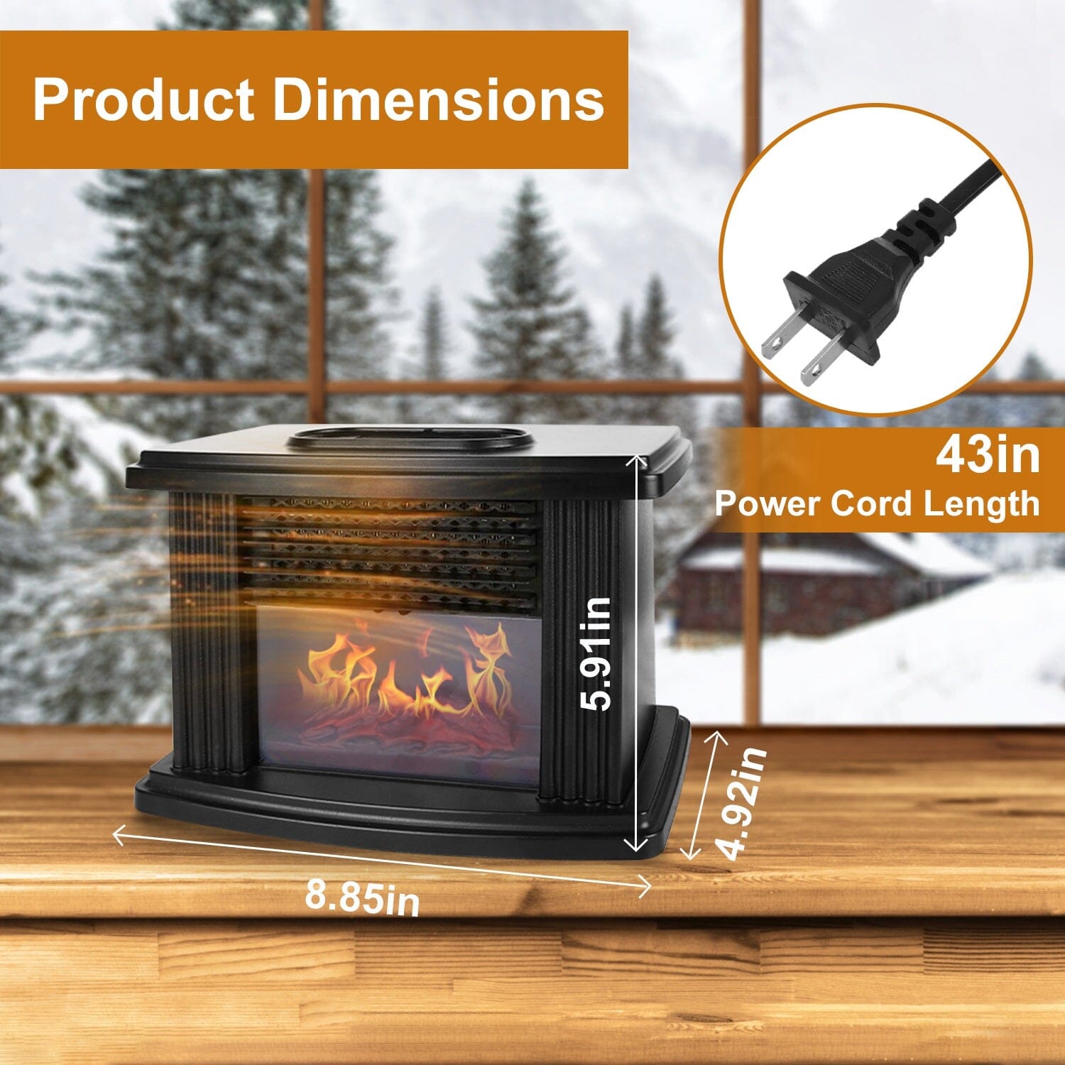 800W Artificial Flame Stove Electric Fireplace Heater Household Appliances - DailySale