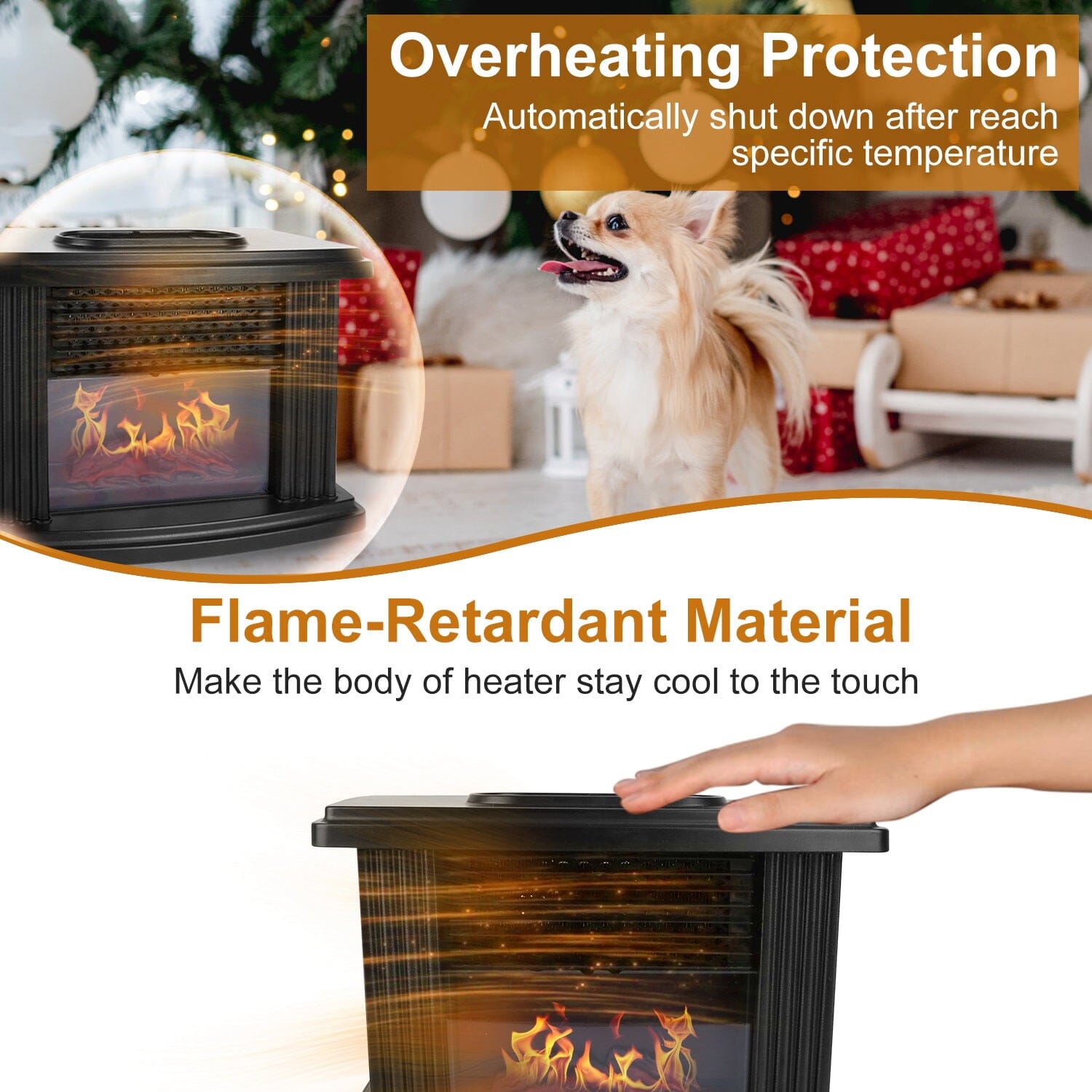 800W Artificial Flame Stove Electric Fireplace Heater Household Appliances - DailySale