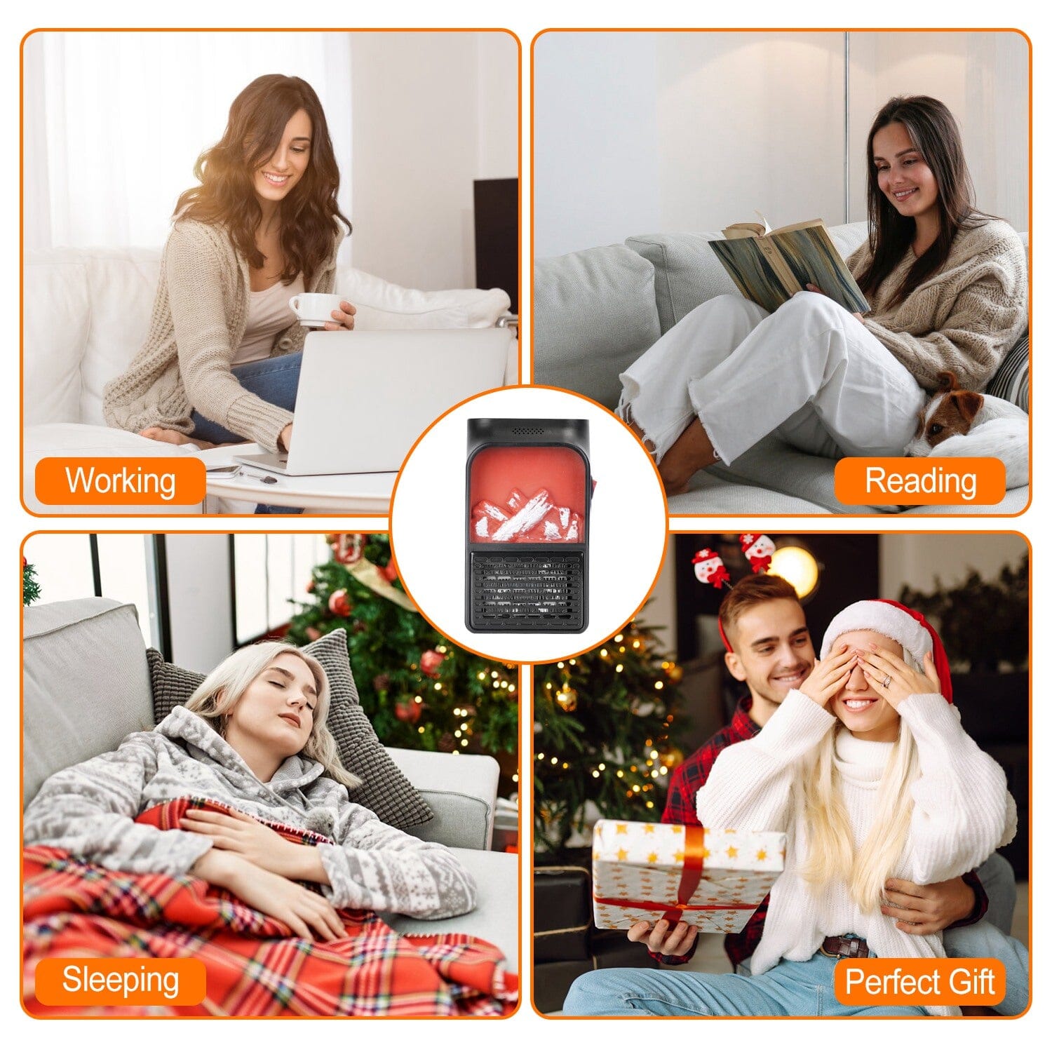 800w Plug-In Space Heater Wall Outlet with 360° Rotatable Plug Household Appliances - DailySale