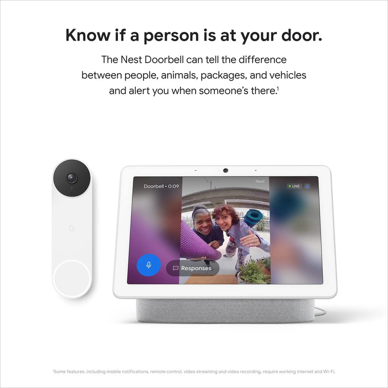 Google Nest Doorbell (Battery) Video Doorbell Camera - Snow (Refurbished)
