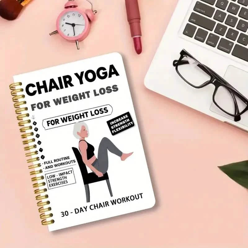 30-Day Chair Yoga Notebook | 15-Min Daily Workouts & Guide