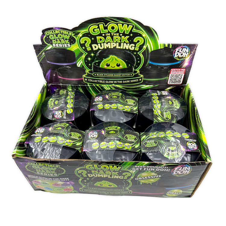 Fun Doh Collectible Glow-in-the-Dark Mystery Dumpling Squishy – Black Capsule