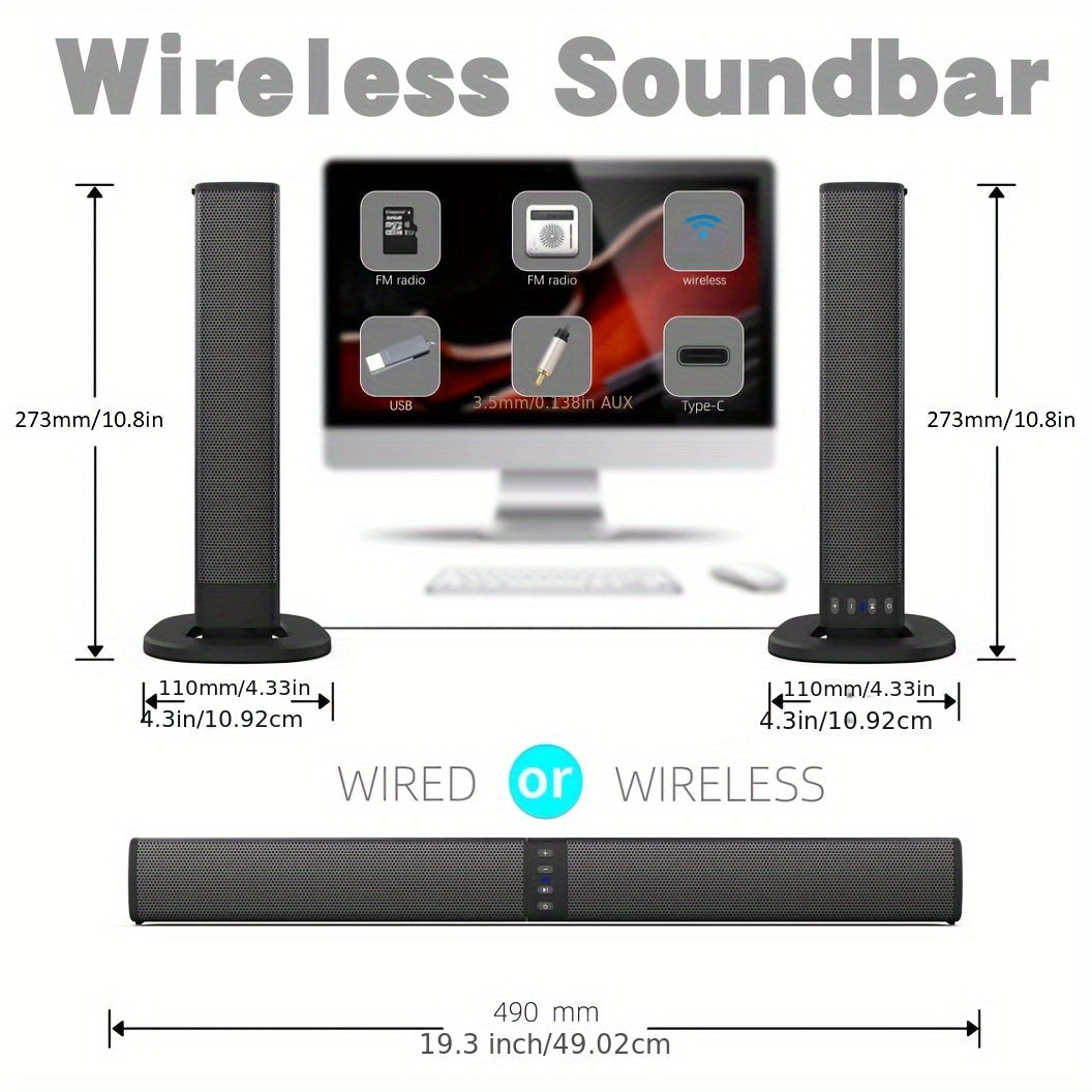 Wireless Soundbar for TV – 2-in-1 Detachable Bluetooth Speaker
