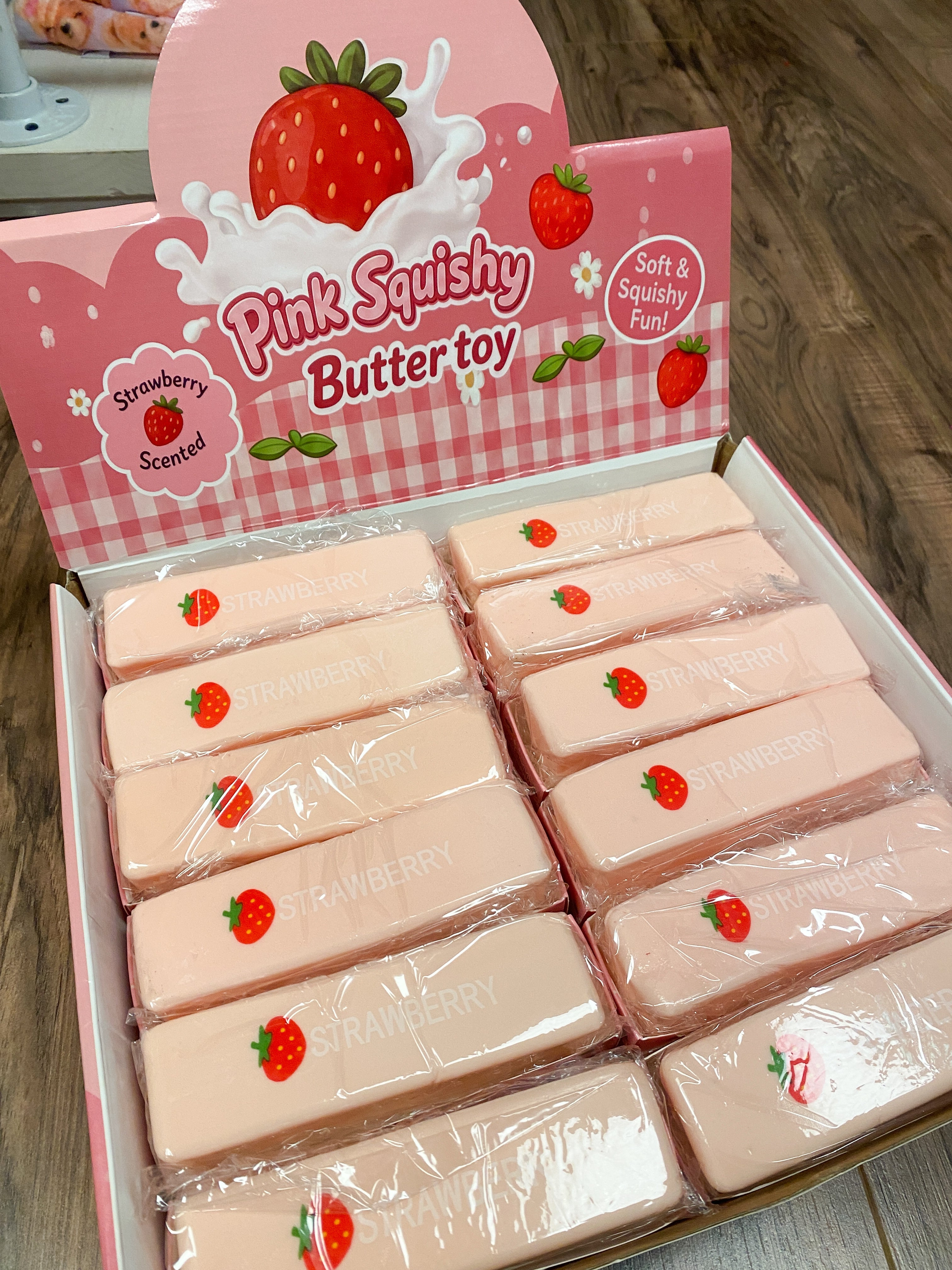 Strawberry Butter Squishy Stress Relief Toy | Strawberry Scented Fidget & Sensory Toy