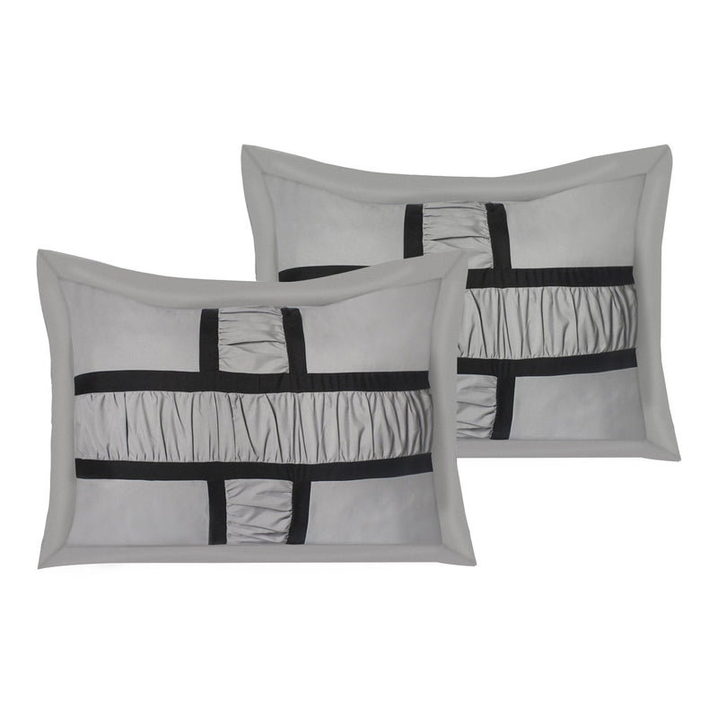 7 Piece Microfiber Ruffle and Patchwork Comforter Set