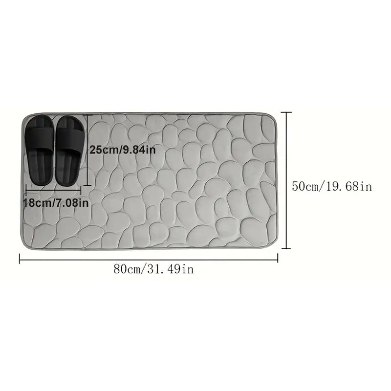 Memory Foam Bath Rug with Cobblestone Embossment