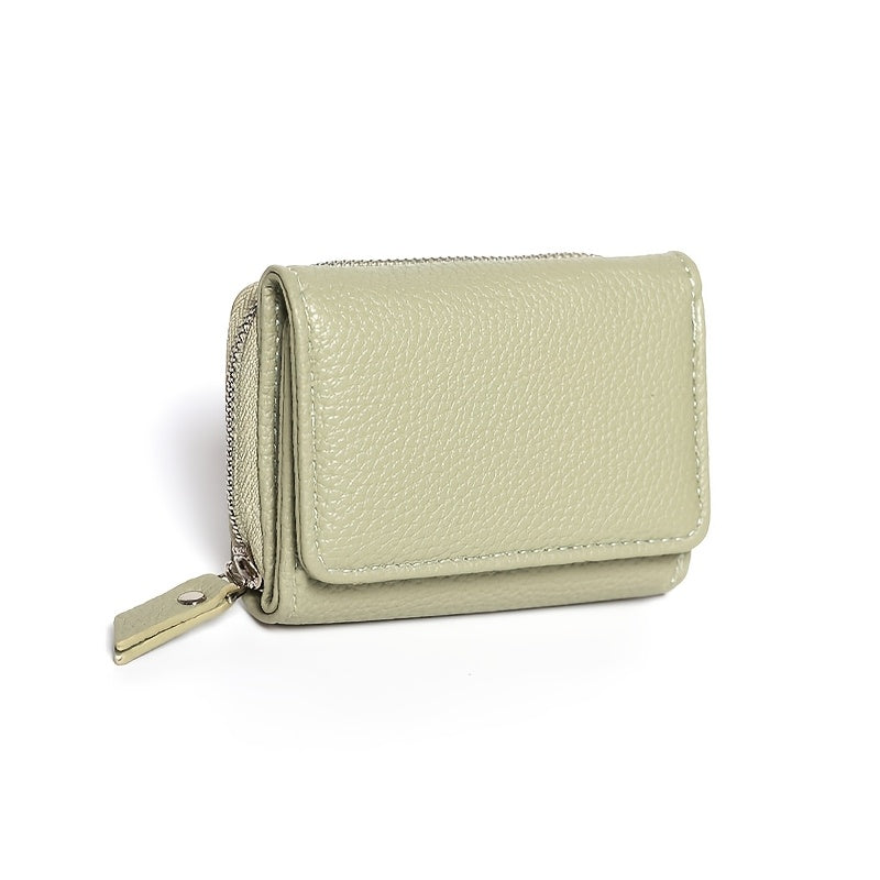 Sage green pebbled leather trifold wallet