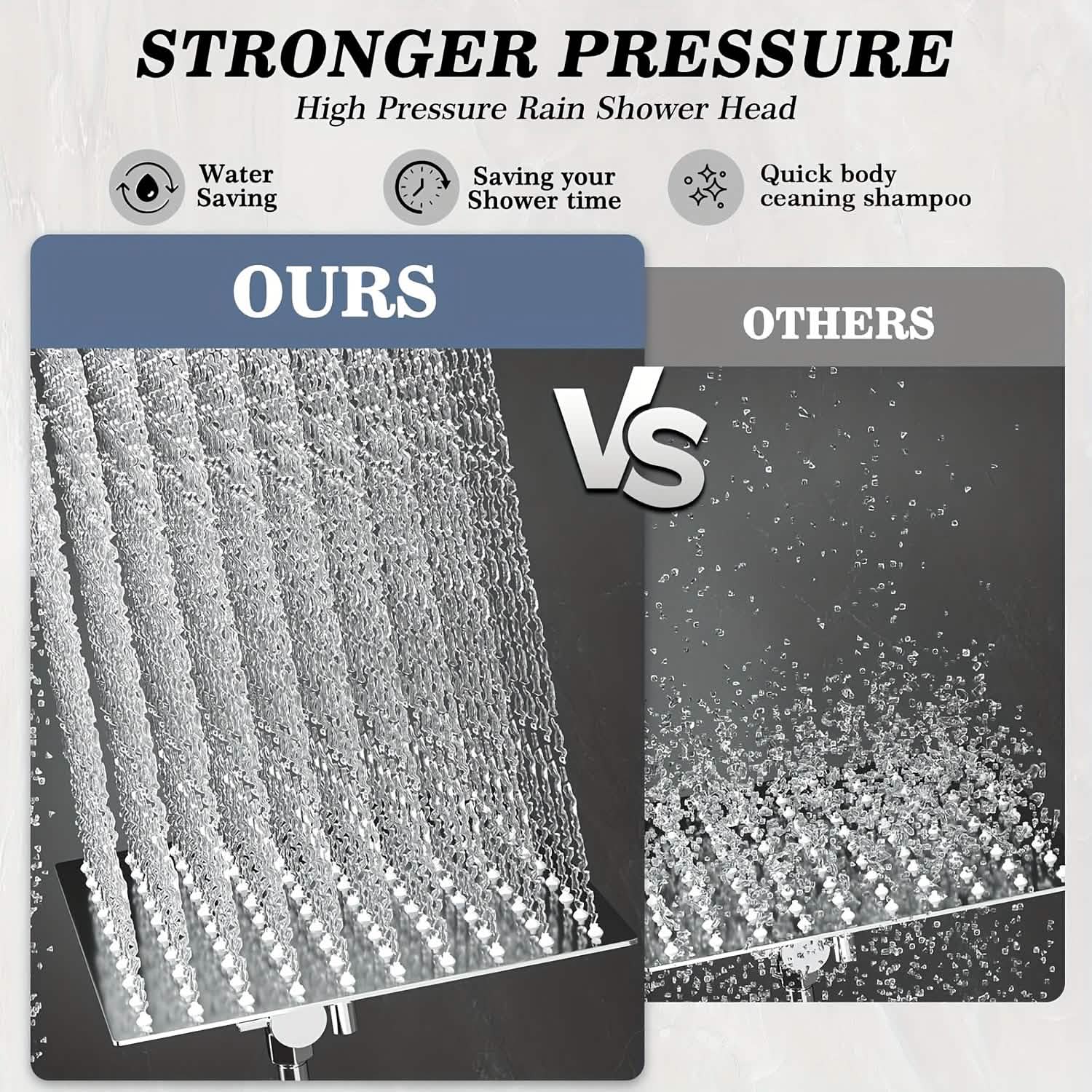 High Pressure Rainfall & Handheld Shower Head – Adjustable, Chrome/Black