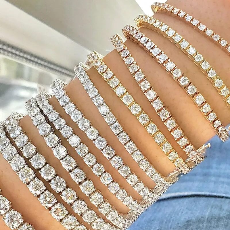 9 Ct Genuine Round-Cut Real Diamond Tennis Bracelet 7" 14K White Gold Bracelets - DailySale