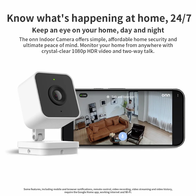 Onn Wired Indoor Security Camera White (NEW)