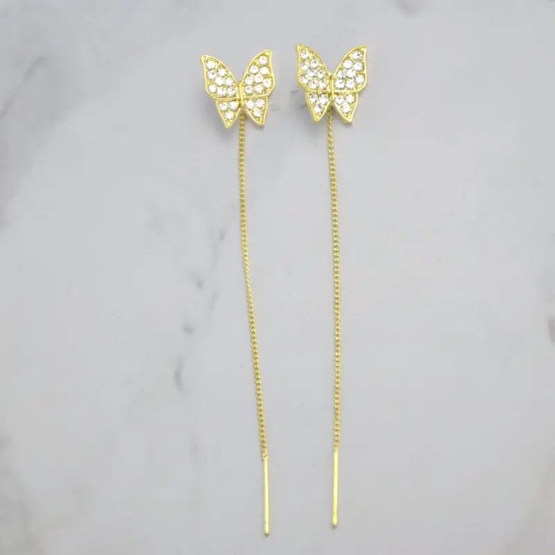 925 Silvery Post Yellow Alloy Butterfly Earrings Earrings - DailySale