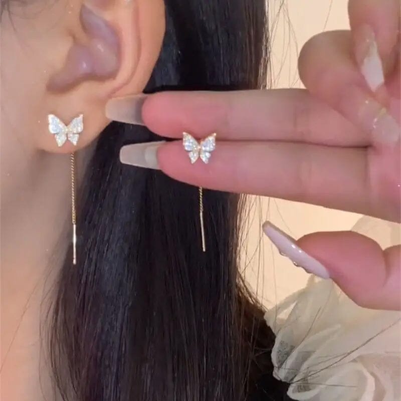 925 Silvery Post Yellow Alloy Butterfly Earrings Earrings - DailySale