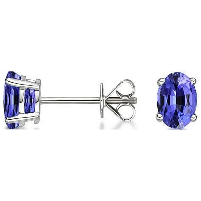 925 Sterling Silver 2.00ct Genuine Tanzanite Oval Stud Earrings Earrings - DailySale