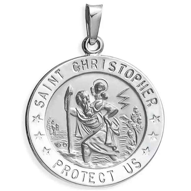 925 Sterling Silver 20MM Saint Christopher Religious Pendant Necklace Necklaces - DailySale