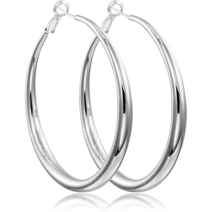 925 Sterling Silver 50mm Hoop Earrings Earrings - DailySale