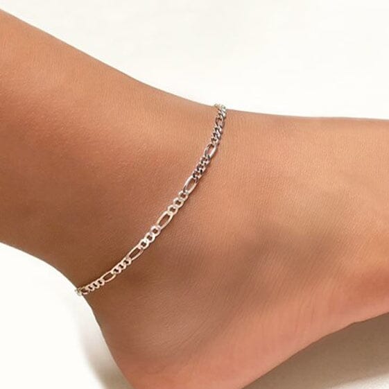 925 Sterling Silver Figaro Anklet Bracelets 9” - DailySale