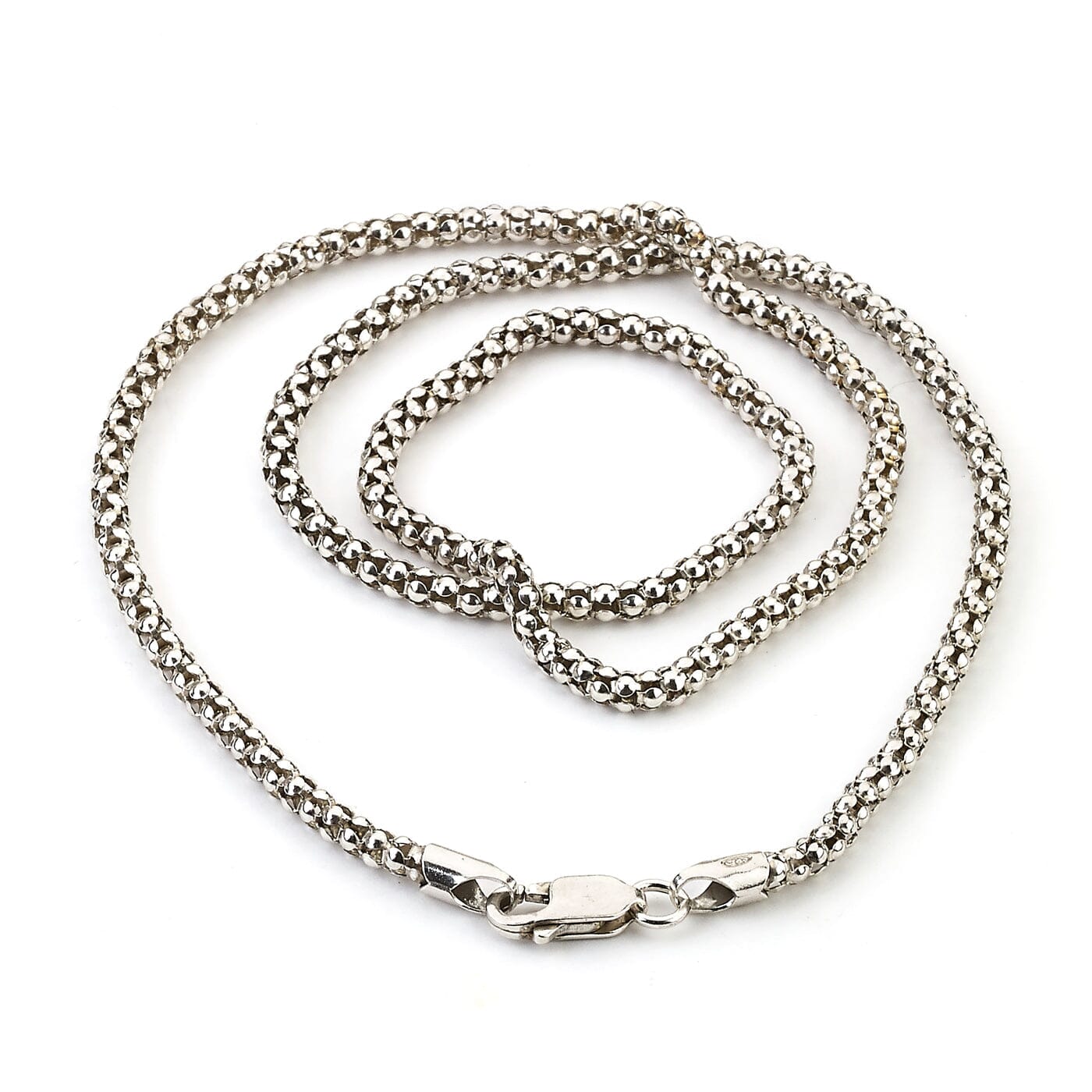 925 Sterling Silver Oxidized 2.5MM Popcorn Coreana Chain Necklaces 16" - DailySale