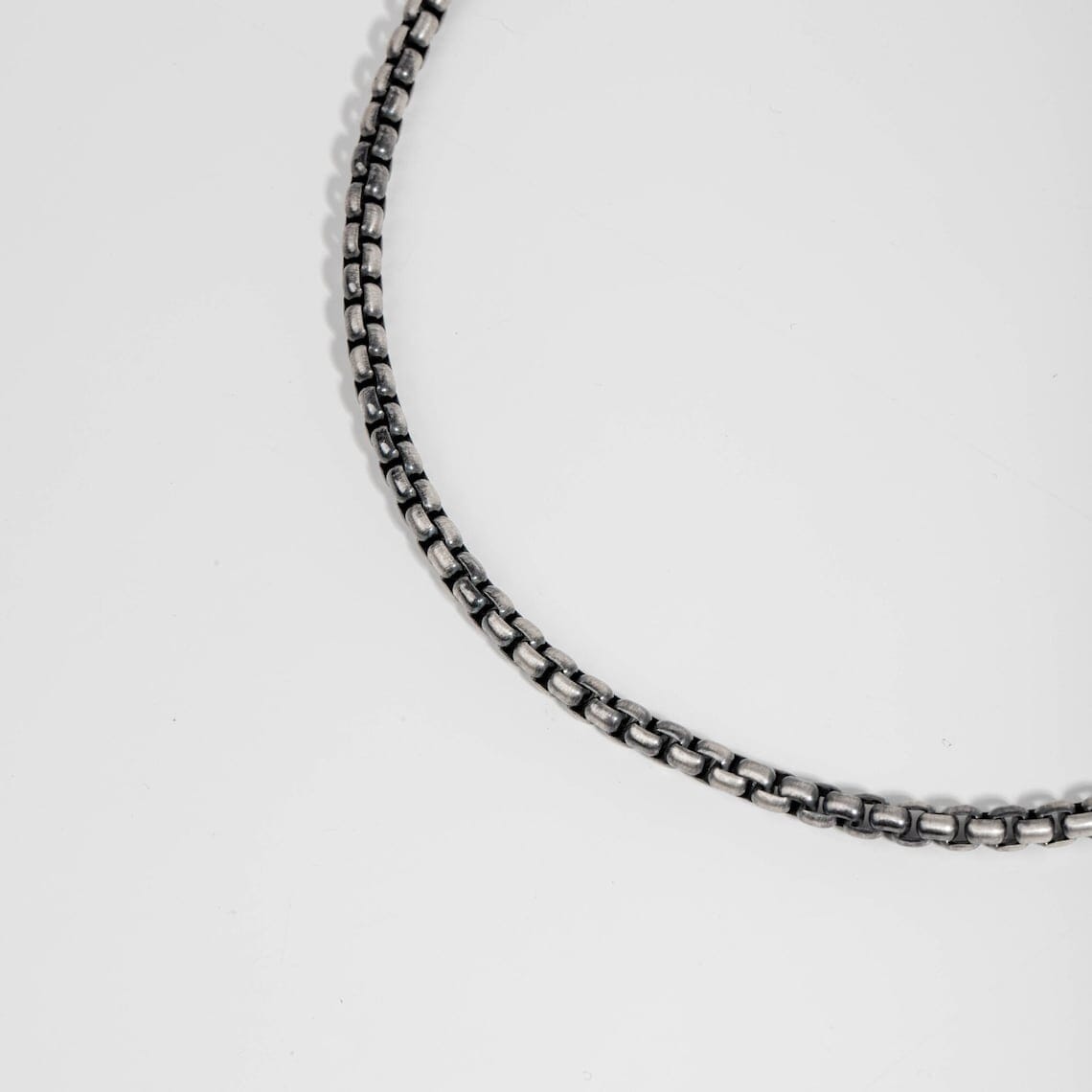 925 Sterling Silver Oxidized 3mm Italian Round Box Chain Necklace Italian Made Necklaces - DailySale