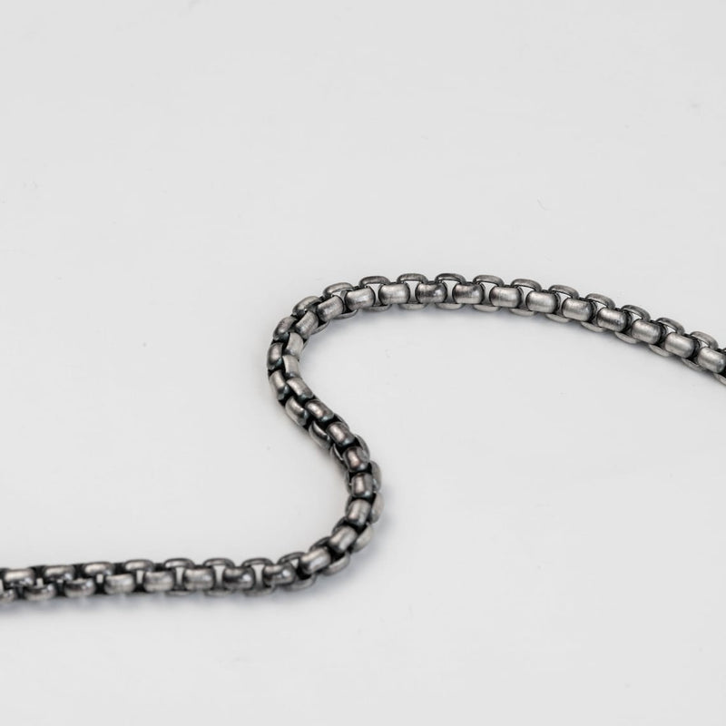 925 Sterling Silver Oxidized 3mm Italian Round Box Chain Necklace Italian Made Necklaces - DailySale