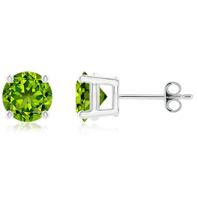 925 Sterling Silver Round/Oval Peridot Stud Earrings Earrings Round - DailySale