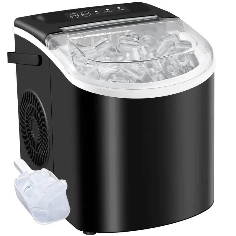 Countertop Portable Ice Maker – 26lb/24h, 9 Cubes/6min, Black