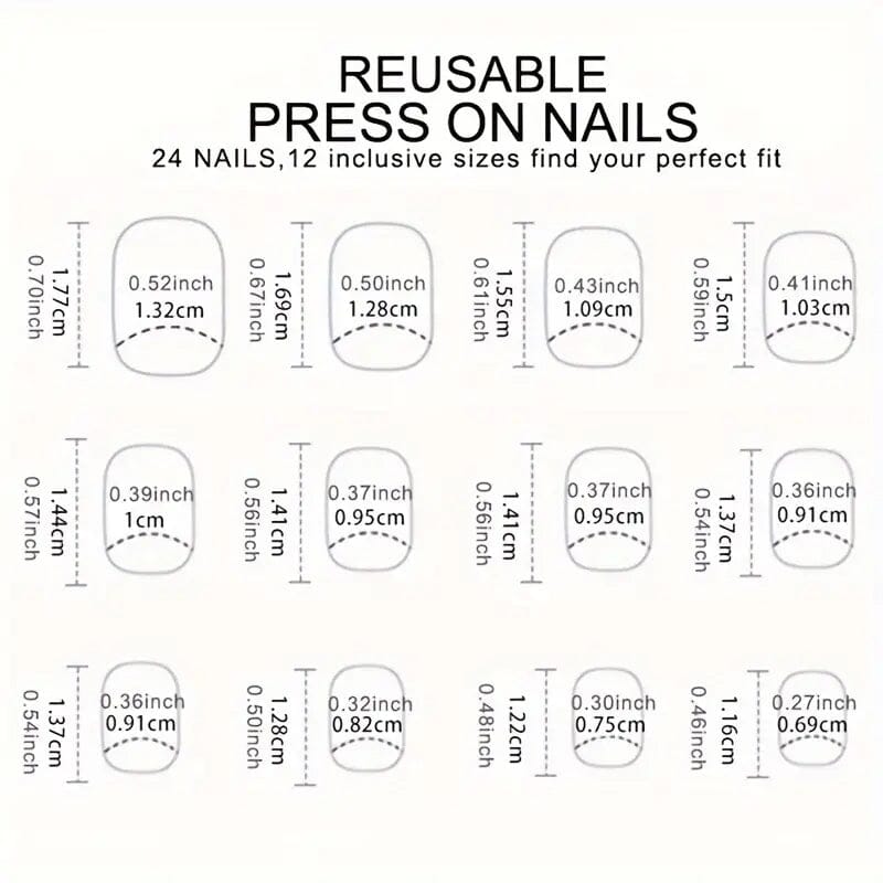 96-Pieces: Short Square Acrylic Press-On Nails Beauty & Personal Care - DailySale