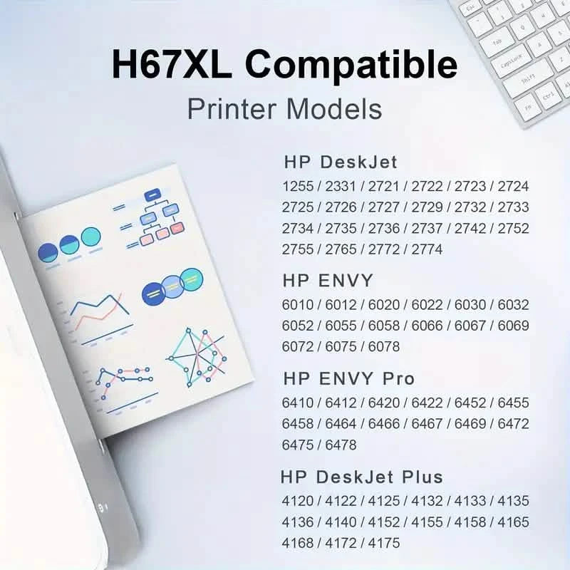 High-Yield Ink Cartridge 67XL for HP DeskJet and Envy Printers