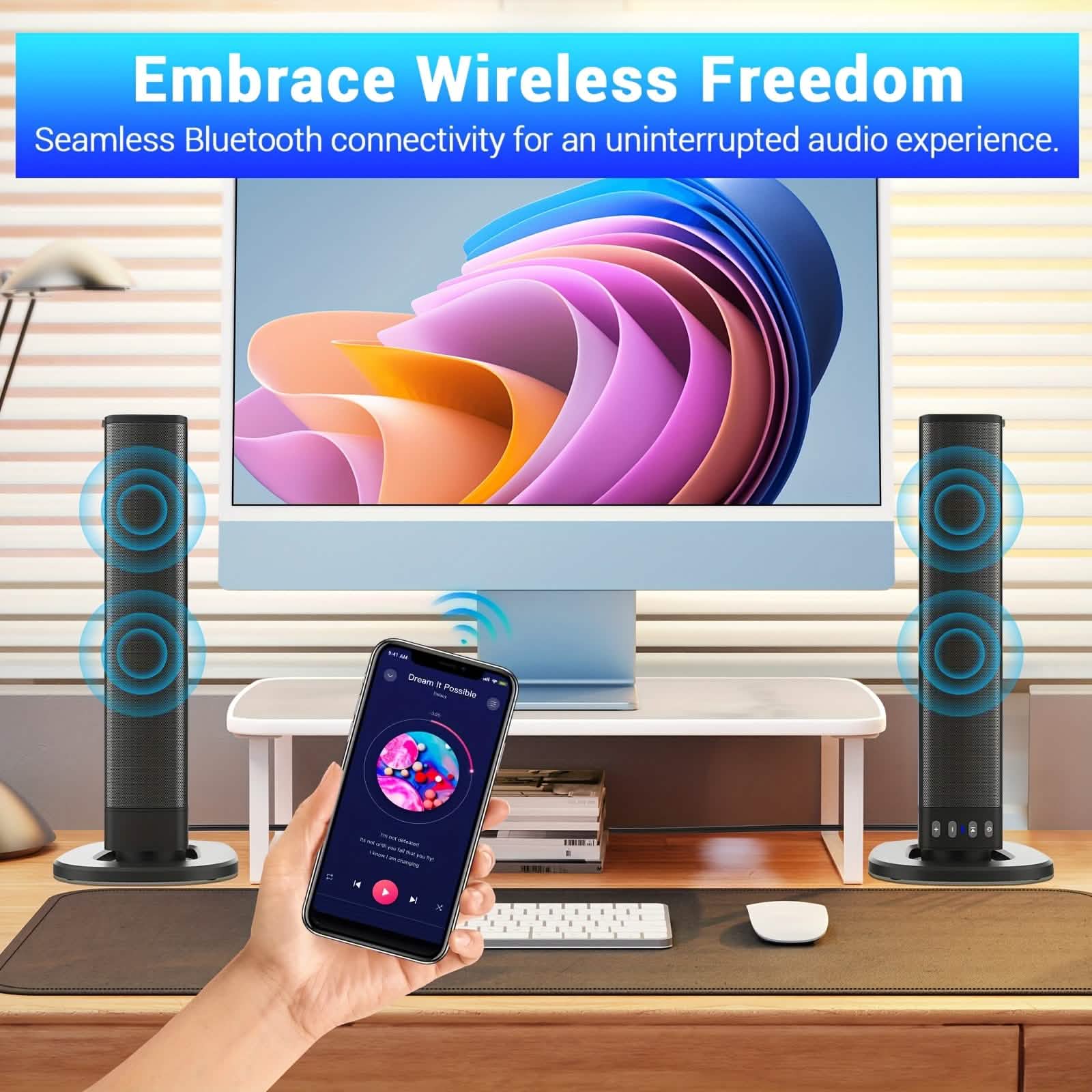 Wireless Soundbar for TV – 2-in-1 Detachable Bluetooth Speaker