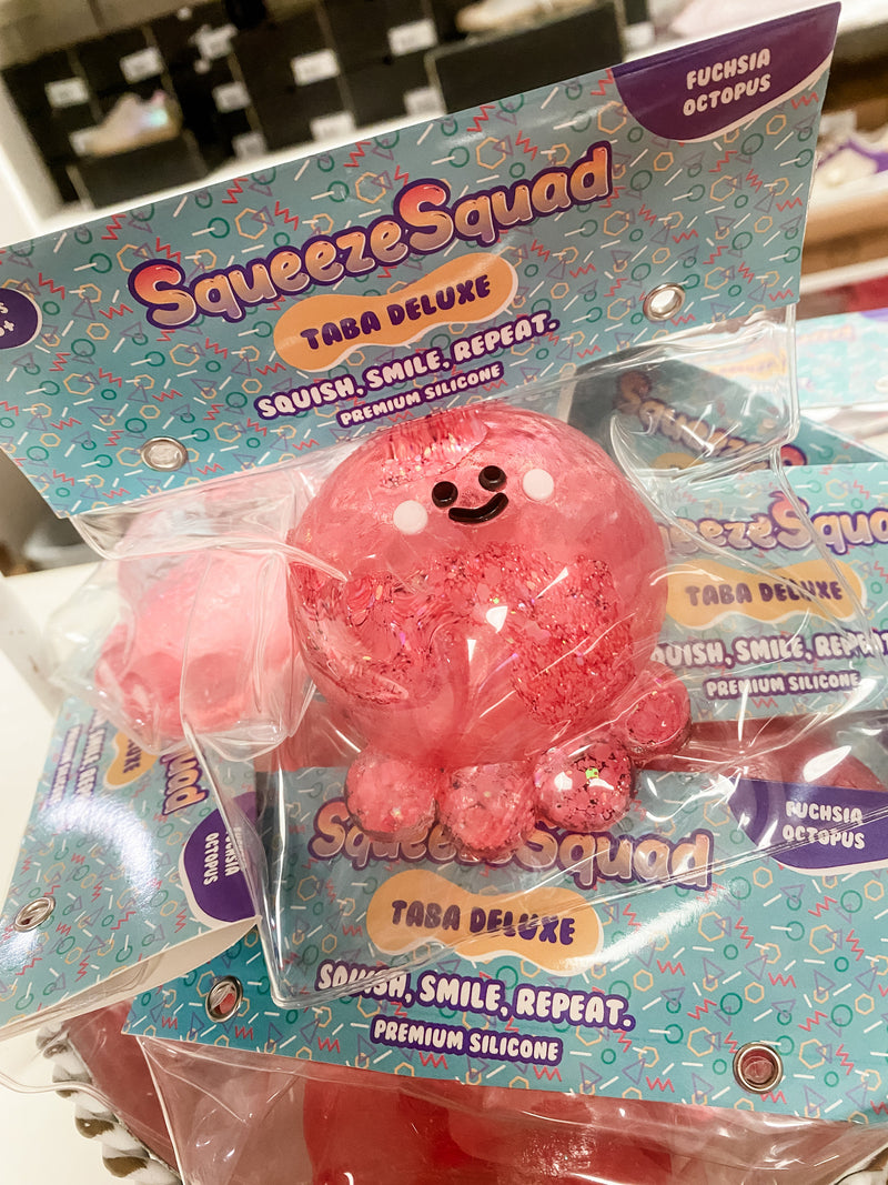SqueezeSquad Taba Deluxe Silicone Squishy Fuchsia Octopus | Premium Fidget Toy