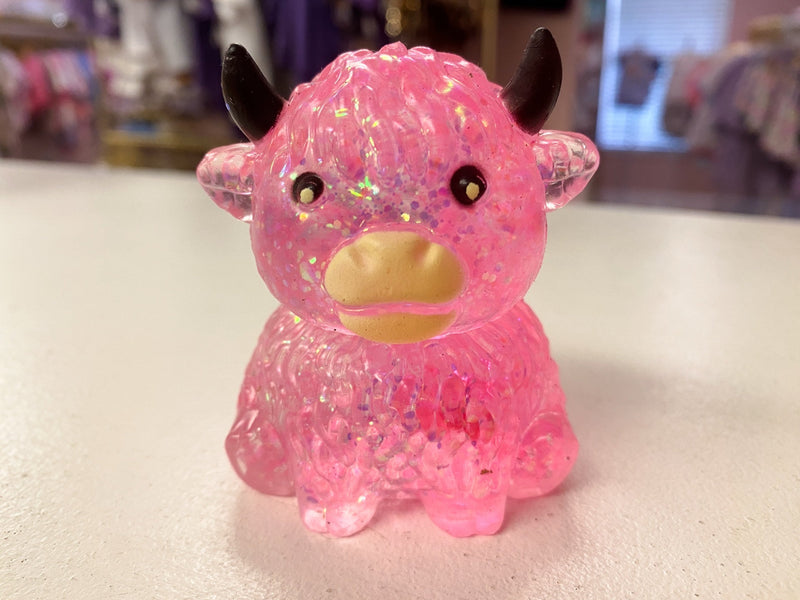 Glitter Highland Cow Squish | Slow Rise Sensory Squeeze Toy | Glitter Fidget Toy