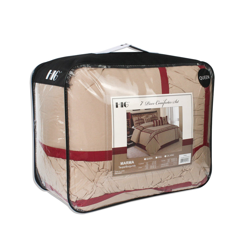7 Piece Microfiber Ruffle and Patchwork Comforter Set