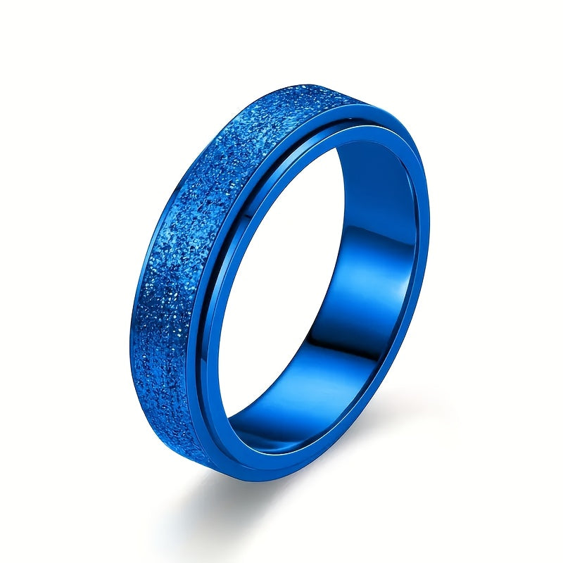 Blue frosted spinner ring