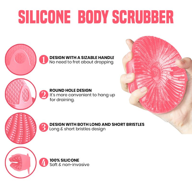 Antimicrobial Silicone Non Slip Exfoliating Body Scrubber