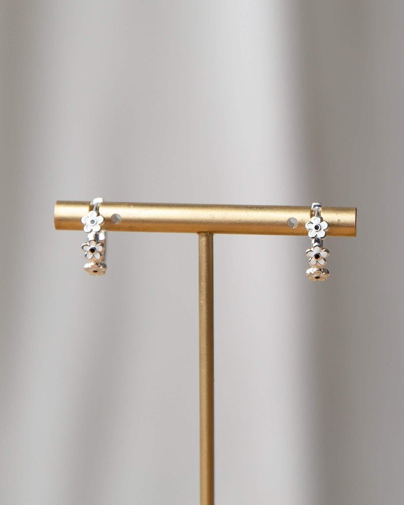 Silver In Bloom Huggie Hoop
