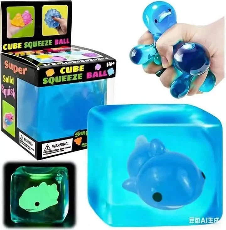 Glow Cube Squishy - Glow-in-the-Dark Gel Sensory Fidget Toy