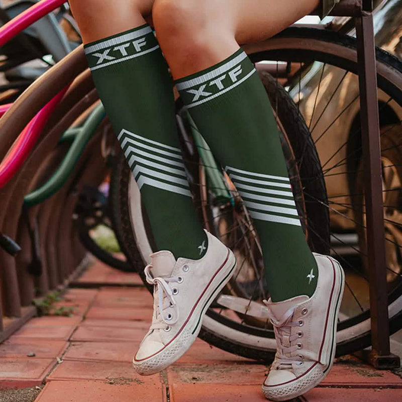 6-Pairs: Pain Relief Support Everyday Wear Striped Ankle And Knee-High Compression Socks
