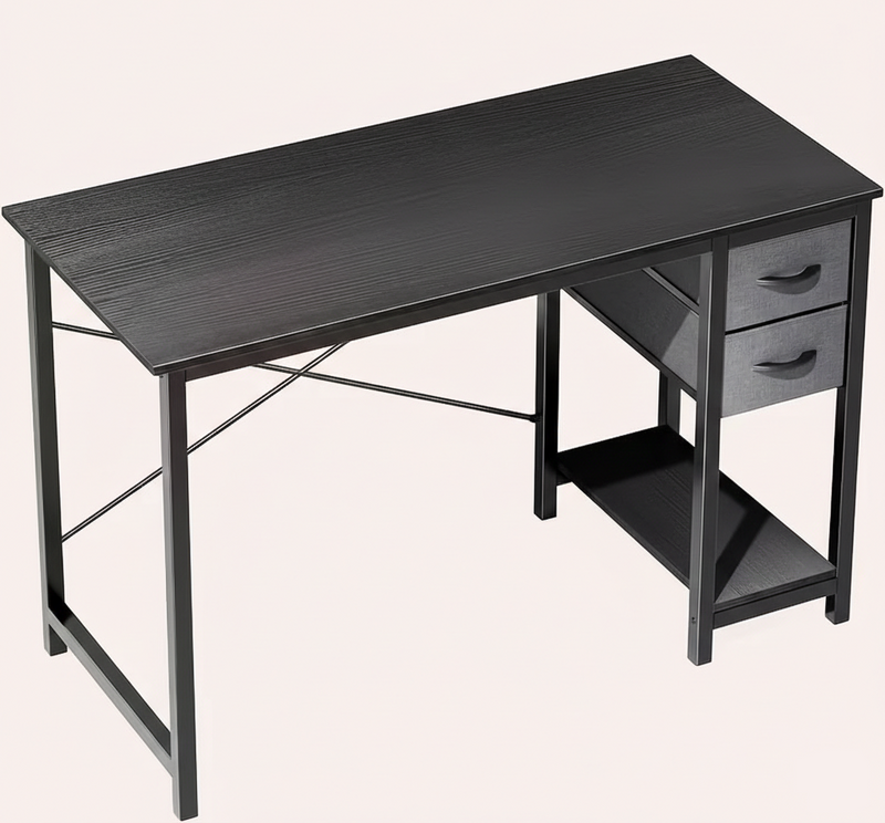 40/47" Computer Desk with Fabric Storage Drawers