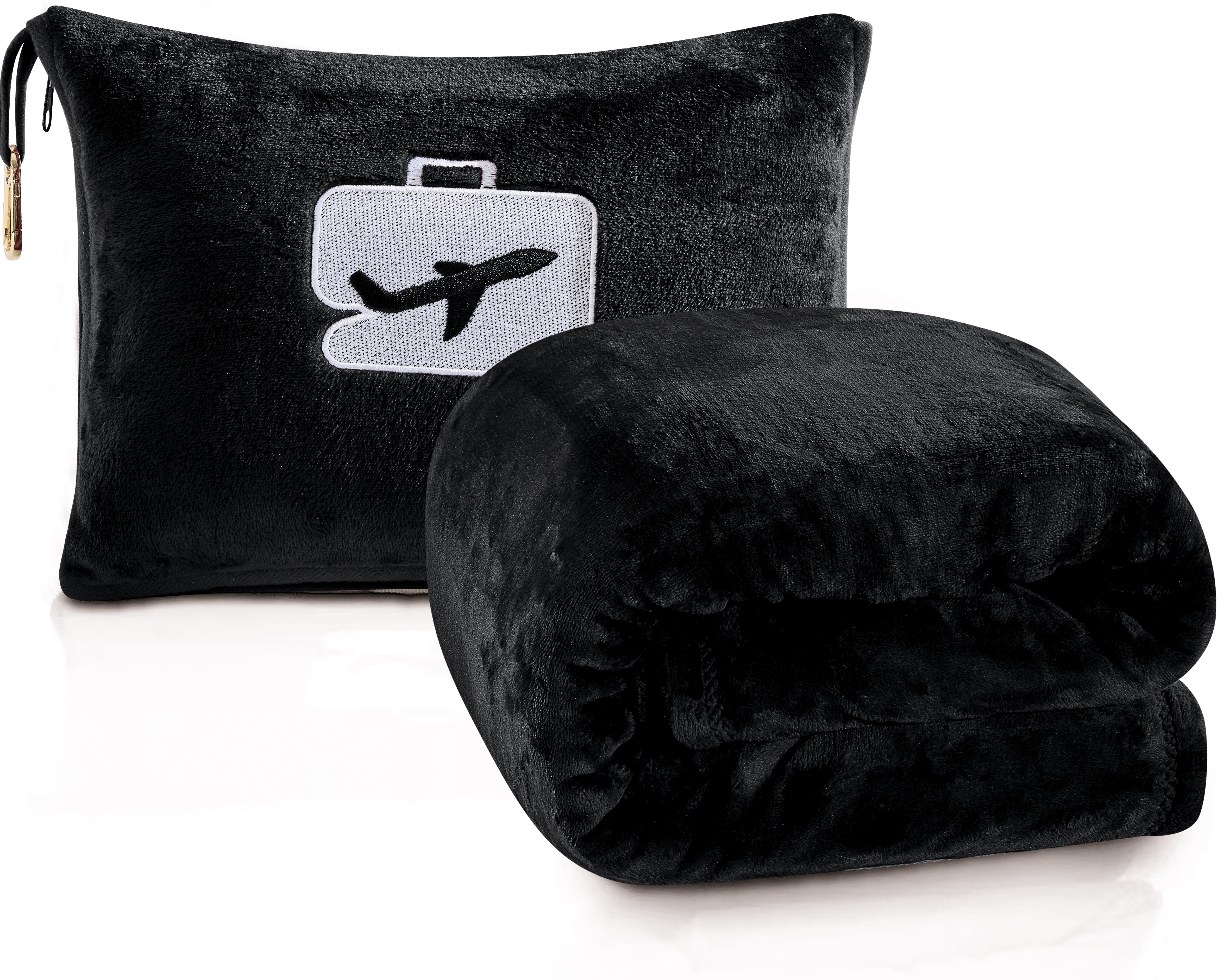 Comfort Fly Travel Blanket & Pillow – 2-in-1 Micro Plush Airplane Blanket with Carry Case (40" x 70")